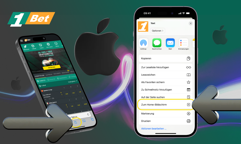 Képernyőkép a 1bet alkalmazás iOS letöltési folyamatáról